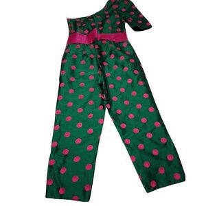 Bold Handmade Polka Dot Jumpsuit | Silk | Size 10